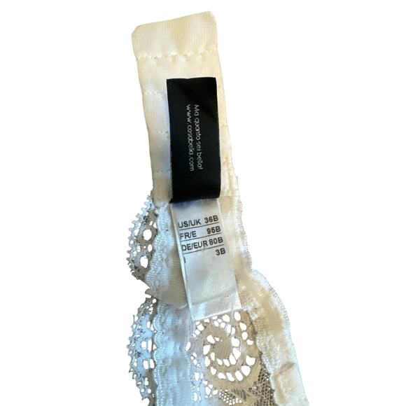 Cosabella white lace overlay adjustable bandeau bra size 36B - Picture 6 of 7